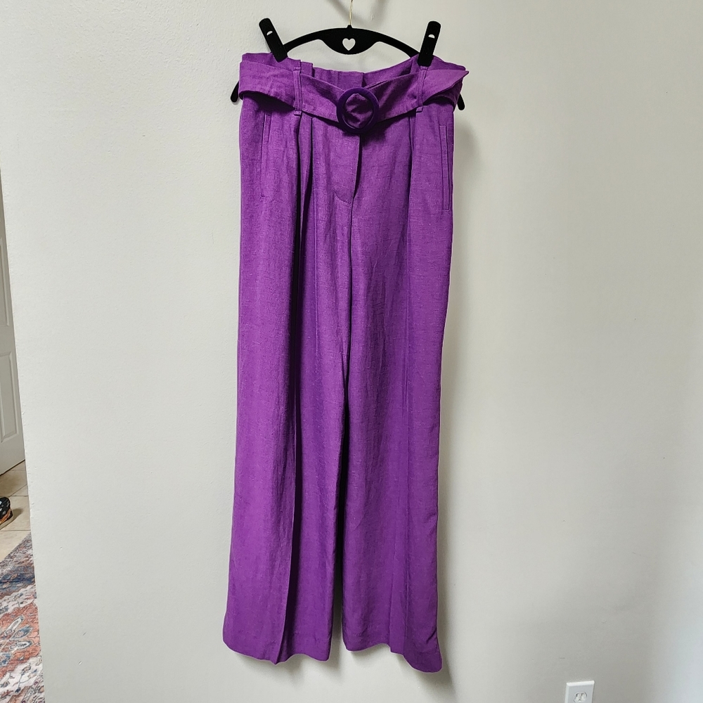 Sézane Purple High-Waisted Trousers